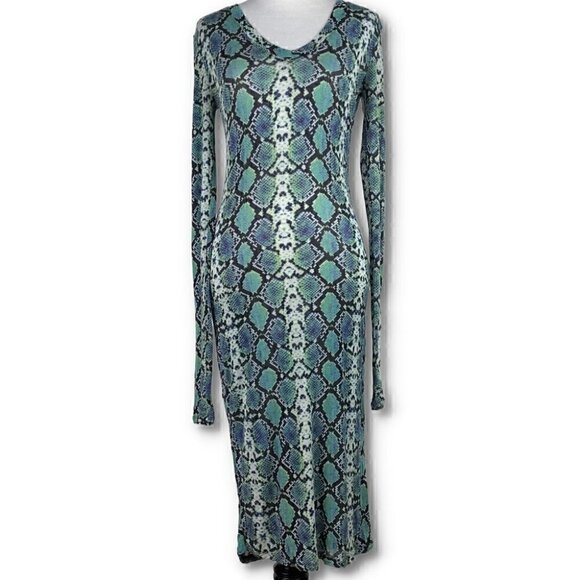 Bcbg maxAzira maxi dress size S multicolored snakeskin print Python sheer Y2K - Picture 1 of 10